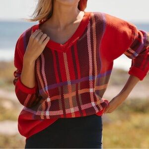 Anthropologie’s Beach Riot red plaid sweater